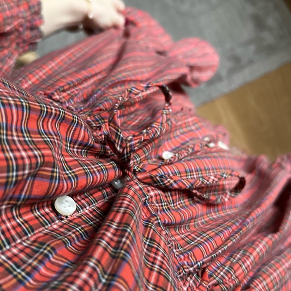 Red Plaid Button-Down Dress - Picture 5 of 11